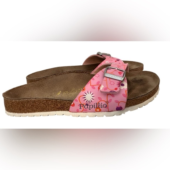 Papillio Birkenstock Birkis Pink Floral Buckle Sandals Slide-on Women’s Sz 8 38 - Picture 4 of 9